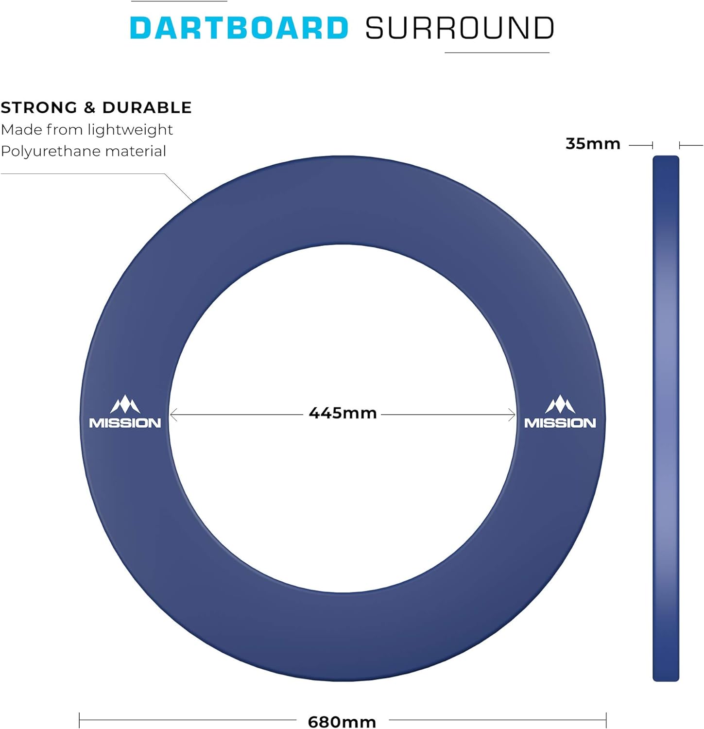 Dartboard Misson Surround - Pro Heavy Duty - blue with Logo